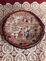 1221 Japán vesszővel befont porcelán kínáló tál gésás 17,5 cm 