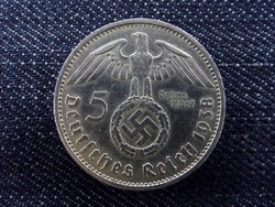 Németország - horogkeresztes ezüst 5 márka 1938 A