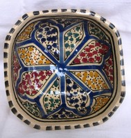 Tunéziai kerámia tál, jelzett 11 x  11 cm