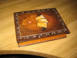 Régi ,kártya tartó doboz  , 17x14x3,5  cm