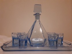Kék üveges  likőrös készlet