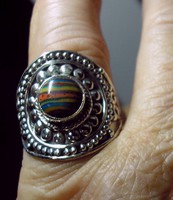 925 ezüst gyűrű, 19,2/60,3 mm,kalszilika drágakővel