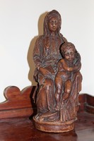 Jelzett terrakotta/kerámia Szűz Mária a gyermek Jézussal