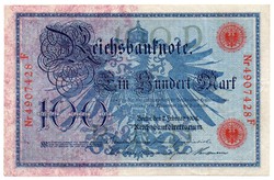 Németország császárság 100 német birodalmi Márka, 1908, piros pecsétes