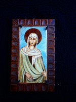 Kézzel festett porcelán Szűz Mária ikon 1963 