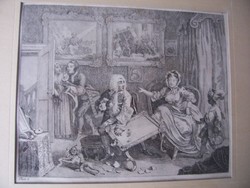W. Hogarth XVIII. századi szatirikus metszete a Divatos házasság c. sorozatból, hibátlan keretben