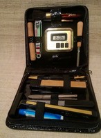 Retro manicure set and cosmetic set in a faux leather case