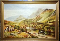 Cattle gull in the stream (84 x 58) - marked, scenic landscape, amazing