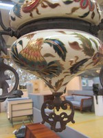 Art Nouveau zsolnay kerosene lamp, chandelier with 