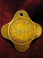 Ebvédjegy / kutyabárca 5937 Budapest 1943