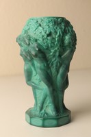 Art Deco figurális malachit üveg váza
