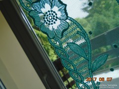 Hímzett-tüll virágos-ruha/fehérnemű betét/rátét-21,5 x7,8 cm