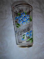 1913 évből antik zománcfestett üveg emlék  pohár szép kézműves darab