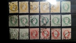 1867. Ausztria 2. 3. 5. Kr. Bélyegek 18 db.