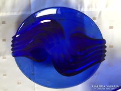 Csodás, kék színű nagy, modern üvegtál - big blue glass bowl (15)