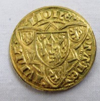 Arany gulden utánveret, Jülich Duché Reinald, anyaga aranyozott  800 ezüst, átmérő 22,5 mm