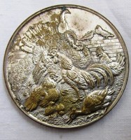 Ezüstözött bronz emlékérem, Országos Baromfi Tenyésztők Egyesülete  39,5 mm