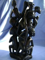 A group of 7 figured ebony statues made of antique genuine ironwood