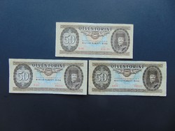 3 darab 50 forint 1975 LOT !!! Szép ropogós bankjegyek