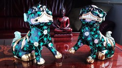 Buddha őrzői! Herendi porcelán SiangNoir Foo oroszlánok PÁRBAN