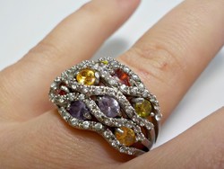 Csodás ezüst gyűrű rengeteg kővel díszítve 63-as méret