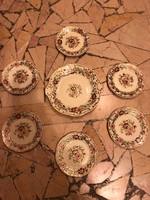 Zsolnay régi 6 személyes süteményes készlet ritka keleti dekorral,luxus aranyozással