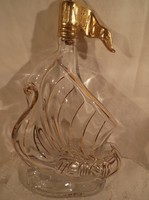 Üveg - Hajó alakú- Francia - aranyozott  - konyakos üveg - 7 dl - zászló - alakú tömör réz dugóval