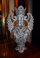 Gyönyörű nagyméretű antik majolika váza