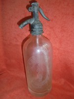 Nagyon ritka régi feliratos fejazonos szódás üveg