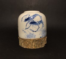 Kínai kézi festésű porcelán váza vagy ecsetmosó edény - Kína 1949 környéke 