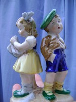 Német porcelán kisfiú és kislány páros figura