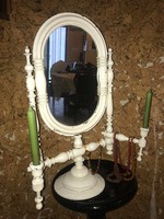 Antik francia provance stílusú fésülködő vagy pipere tükör gyertyatartókkal
