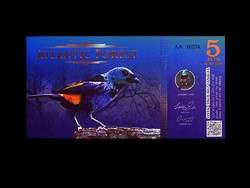 5 DOLLÁR - UNC - ATLANTIC FOREST - Természetvédelmi bankjegy!