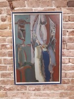 Szekeres Emil, "Átváltozás" / 2 figura / ,szigno balra lent, olaj, farost, 50x76 cm-es