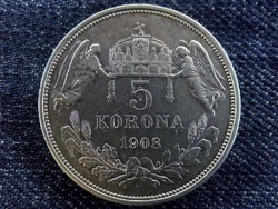 Nagyon szép Ferenc József ezüst 5 Korona 1908/id 5703/