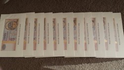 2,000 forints with golden thread millennium paper, 11 serial number trackers