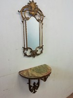 Barokk márványlapos konzol asztal tükörrel