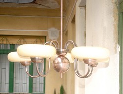 Art Deco  -  Bauhaus csillár  -  5 kar  -  vajszínű ernyőkkel