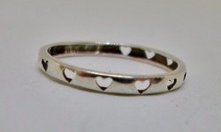 Szép régi szivecskés ezüst  karikagyűrű