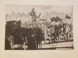 Inflation is over, the good forint is born, August 1, 1946 - László Lukovszky etching