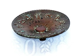Antik keleti bronz horoszkópos tányér, tömör, 14 cm.