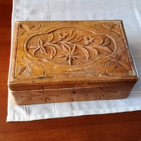 Antik kézzel faragott nagy fa doboz - Balatonszemes