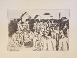 Land reform in the spring of 1945.- Gábor Gacs etching