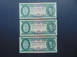 2 darab sorszámkövető + 1 darab sorszám közeli 10 forint 1962  