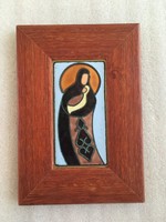 OLÁH ERIKA: Szűz Mária gyermekével, tűzzománc kép, ikon