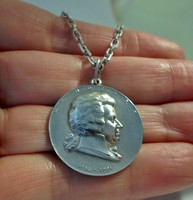 Szépséges antik ezüst Mozart medál ezüstláncon