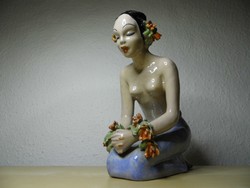 Hawaii-i lány szép Art Deco mázas kerámia