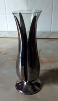 Glass vase in metal cup, 17.5 cm high