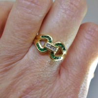 Csodaszép antik smaragd és 0,26ct gyémánt arany gyűrű 