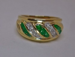 Szépséges antik smaragd brill 18kt arany gyűrű
